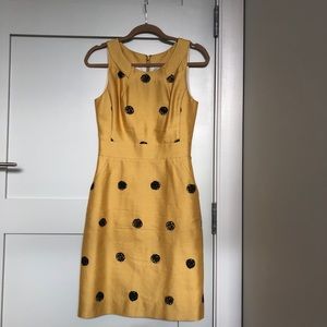 Kate Spade Mustard Yellow Dress w/Black Swirl Dots